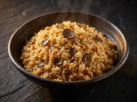 Arroz frito trufdo con piñones