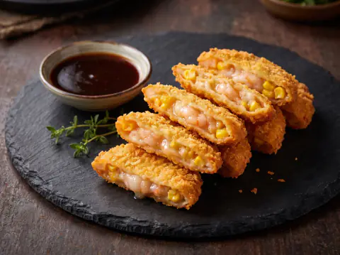 Chuletas de maíz y camarones